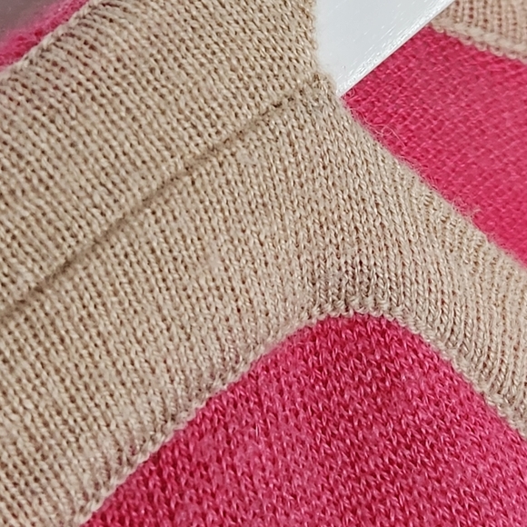 C&C California Size M Pink Beige Orange Striped Pullover Sweater Wool Blend - Picture 2 of 8